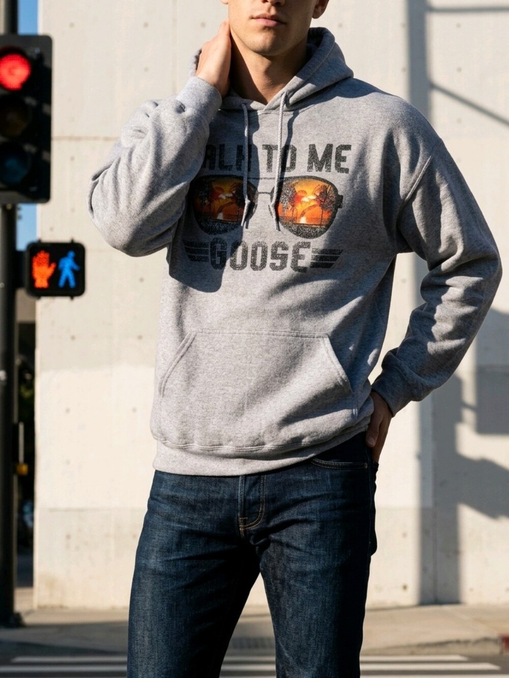 Top Gun "Talk To Me Goose" Grey Pullover Hoodie. Size XL